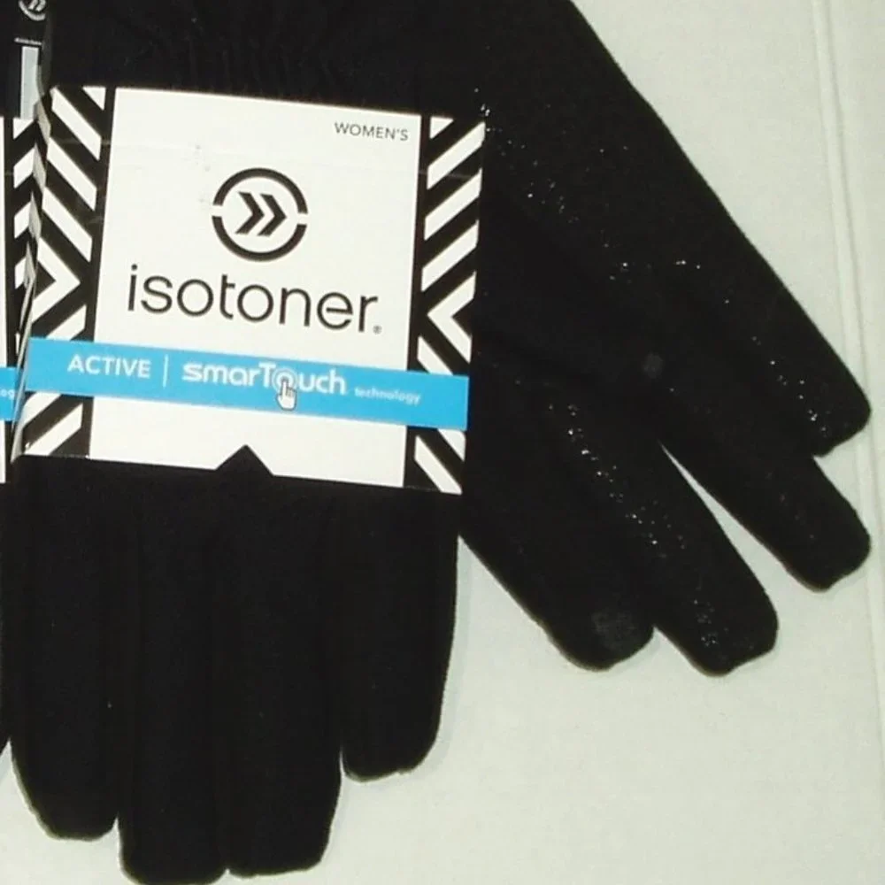 Shinny Black M/L 2 pr Isotoner Gloves Womens - Picture 4 of 12